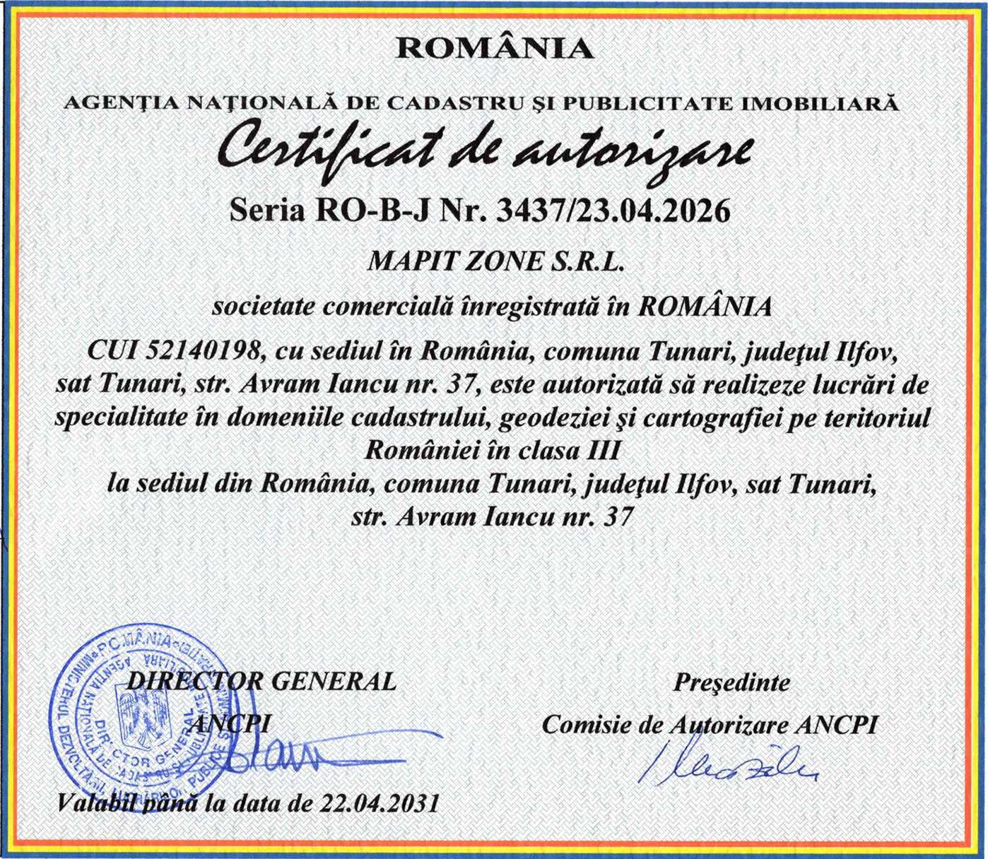Autorizație ANCPI